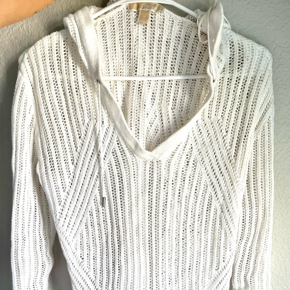 Michael Kors white knitted hoodie sweater